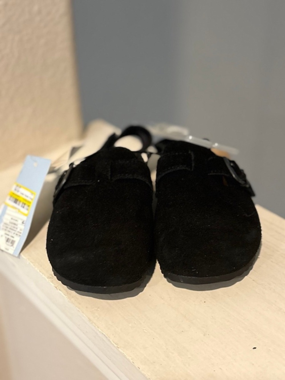 Cat & Jack Black Suede Kids Moccasins with Buckle
